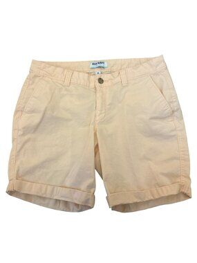 Old Navy Womens Peach Chino Shorts Size 12 Regular Cotton Blend Rolled Hem